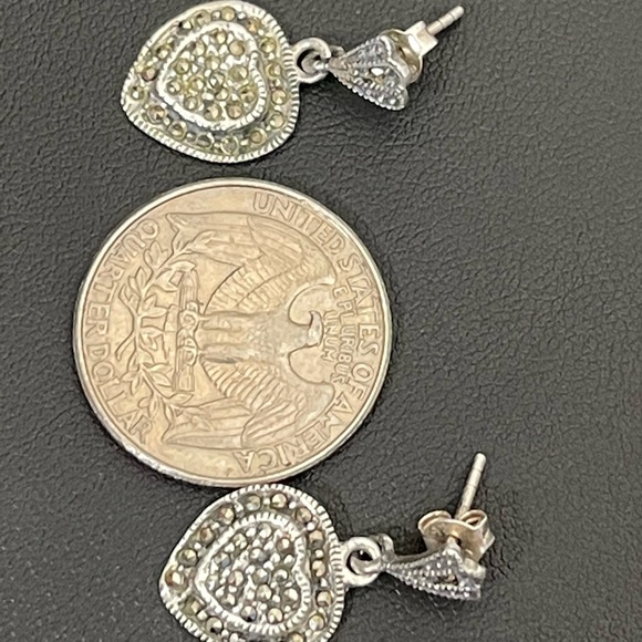 Vintage, Marsala, earrings marcasite 925. - Picture 3 of 8